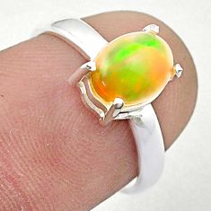 2.11cts solitaire natural ethiopian opal oval 925 silver ring size 6 u35164