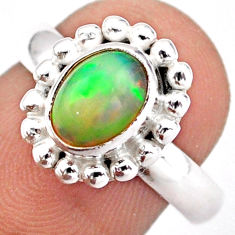 1.93cts solitaire natural ethiopian opal oval 925 silver ring size 7 u5587