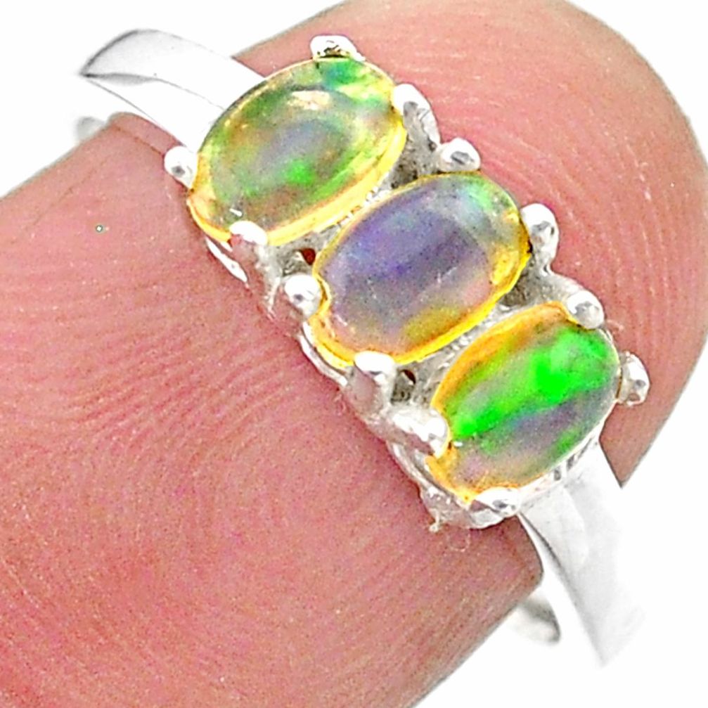 2.48cts solitaire natural ethiopian opal oval 925 silver ring size 8 t23852