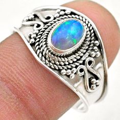 1.47cts solitaire natural ethiopian opal oval 925 silver ring size 9 t75803