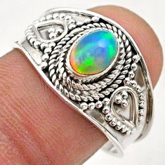 1.48cts solitaire natural ethiopian opal oval 925 silver ring size 9 t75806