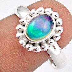 1.92cts solitaire natural ethiopian opal oval 925 silver ring size 8.5 u5584