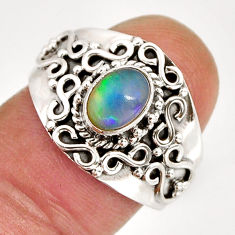 1.49cts solitaire natural ethiopian opal oval 925 silver ring size 8.5 y76742