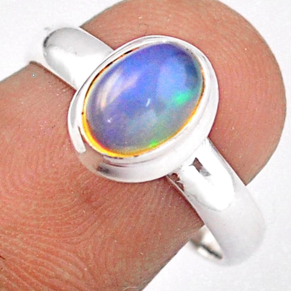 2.05cts solitaire natural ethiopian opal oval shape 925 silver ring size 7 u5596