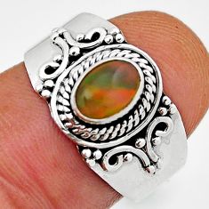 1.45cts solitaire natural ethiopian opal oval shape silver ring size 8 n34900
