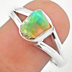 3.83cts solitaire natural ethiopian opal rough 925 silver ring size 10 u19228