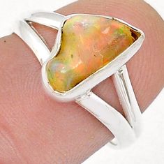 2.81cts solitaire natural ethiopian opal rough 925 silver ring size 7 u60951