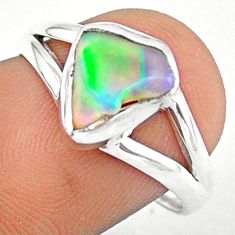 7.30cts solitaire natural ethiopian opal rough 925 silver ring size 8 u19230