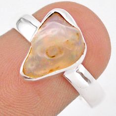 4.26cts solitaire natural ethiopian opal rough 925 silver ring size 8 u6872