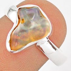 3.99cts solitaire natural ethiopian opal rough 925 silver ring size 8 u6889