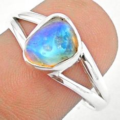3.51cts solitaire natural ethiopian opal rough 925 silver ring size 9 u19233