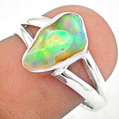 4.08cts solitaire natural ethiopian opal rough 925 silver ring size 7.5 u19226