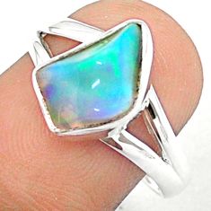 4.30cts solitaire natural ethiopian opal rough 925 silver ring size 8.5 u19236