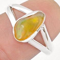 2.50cts solitaire natural ethiopian opal rough 925 silver ring size 8.5 u60952