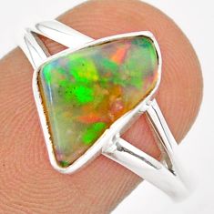 4.45cts solitaire natural ethiopian opal rough 925 silver ring size 9.5 u6902