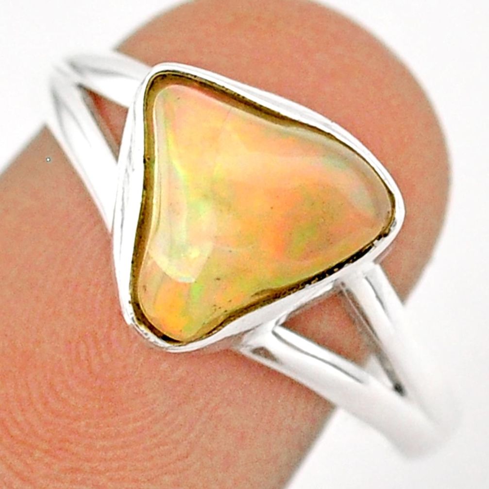 4.34cts solitaire natural ethiopian opal rough 925 silver ring size 9.5 u6927