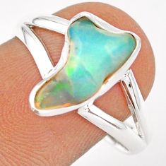 4.43cts solitaire natural ethiopian opal rough 925 silver ring size 8.5 u6934