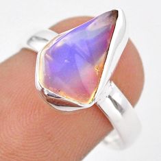 4.24cts solitaire natural ethiopian opal rough fancy silver ring size 7 u6876