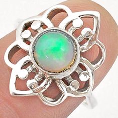2.15cts solitaire natural ethiopian opal round 925 silver ring size 7 u60942