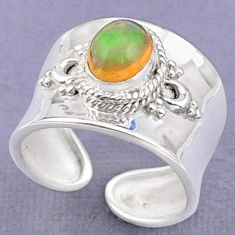 2.14cts solitaire natural ethiopian opal silver adjustable ring size 7 t87949