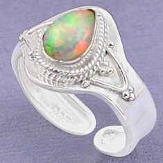 1.96cts solitaire natural ethiopian opal silver adjustable ring size 8 t87941
