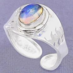 1.82cts solitaire natural ethiopian opal silver adjustable ring size 8 t87946