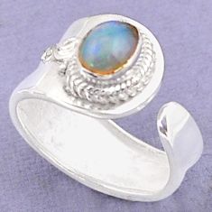 1.45cts solitaire natural ethiopian opal silver adjustable ring size 8 t87954