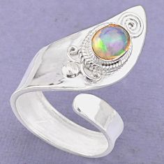 2.13cts solitaire natural ethiopian opal silver adjustable ring size 8.5 t87944