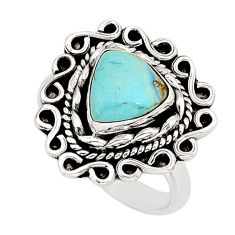 3.50cts solitaire natural golden hills turquoise 925 silver ring size 7 y75716