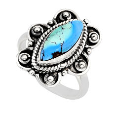 5.43cts solitaire natural golden hills turquoise 925 silver ring size 8 y75673