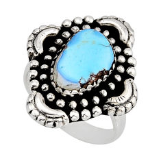 4.39cts solitaire natural golden hills turquoise 925 silver ring size 6.5 y75634