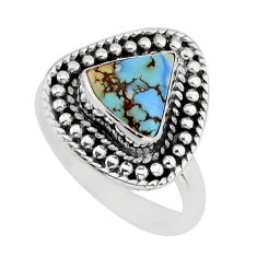 5.63cts solitaire natural golden hills turquoise 925 silver ring size 7.5 y75644
