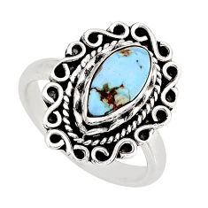 3.66cts solitaire natural golden hills turquoise 925 silver ring size 8.5 y75711