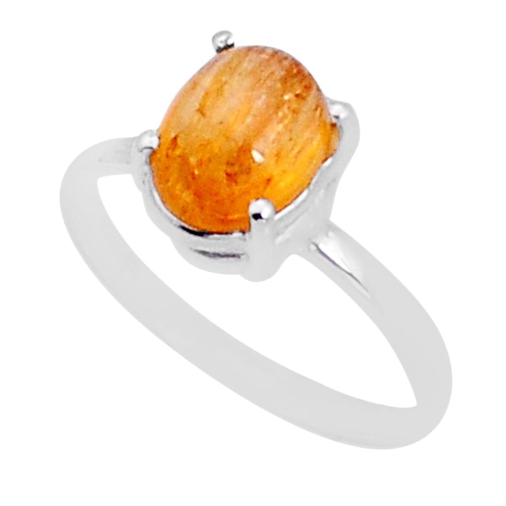 2.71cts solitaire natural golden imperial topaz 925 silver ring size 8 y1873