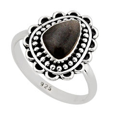 2.53cts solitaire natural golden sheen black obsidian silver ring size 8 y79388