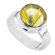 4.92cts solitaire natural golden star rutilated quartz silver ring size 7 t39490