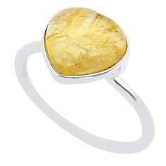 5.25cts solitaire natural golden tourmaline rutile 925 silver ring size 7 u60809