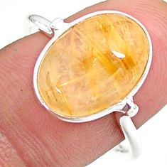 6.68cts solitaire natural golden tourmaline rutile 925 silver ring size 9 t34685