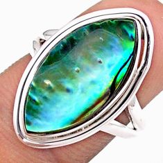 6.80cts solitaire natural green abalone paua seashell silver ring size 7 u2325