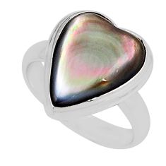 5.06cts solitaire natural green abalone paua seashell silver ring size 7 y49601