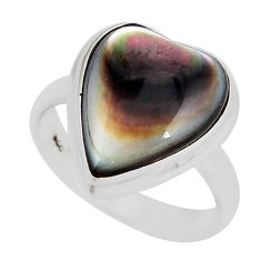 5.79cts solitaire natural green abalone paua seashell silver ring size 7 y49647