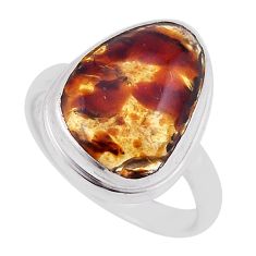 7.59cts solitaire natural green amber from colombia silver ring size 8.5 n36544