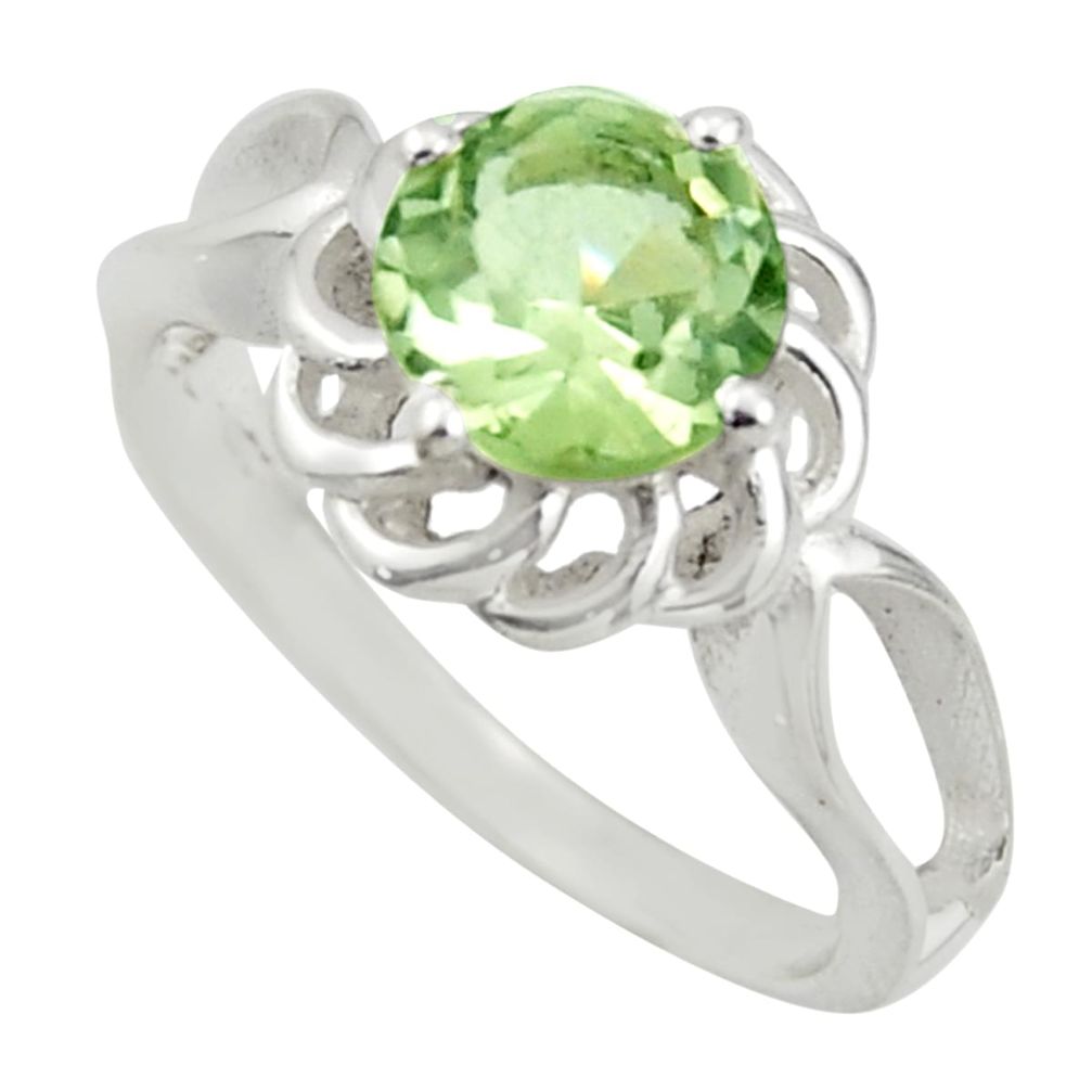 3.32cts solitaire natural green amethyst 925 silver ring size 8.5 r41907