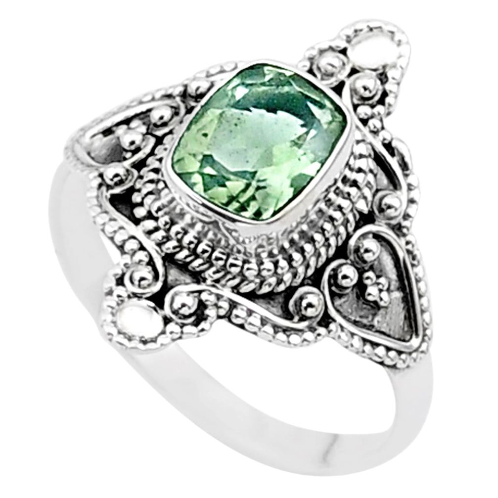 e natural green amethyst 925 silver ring size 9.5 t27045