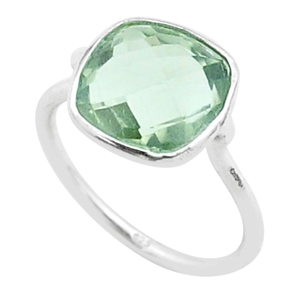 4.93cts solitaire natural green amethyst 925 sterling silver ring size 6 t50751