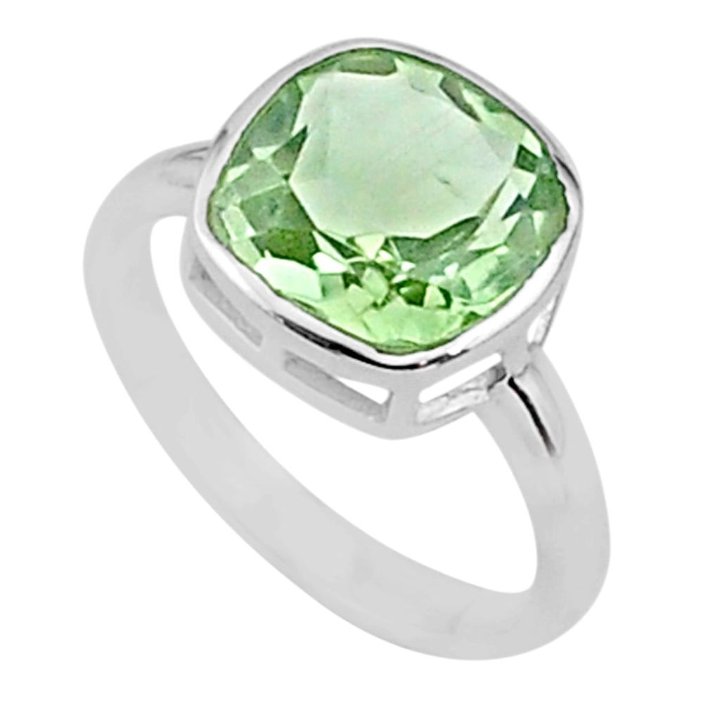 5.21cts solitaire natural green amethyst 925 sterling silver ring size 7 t36400