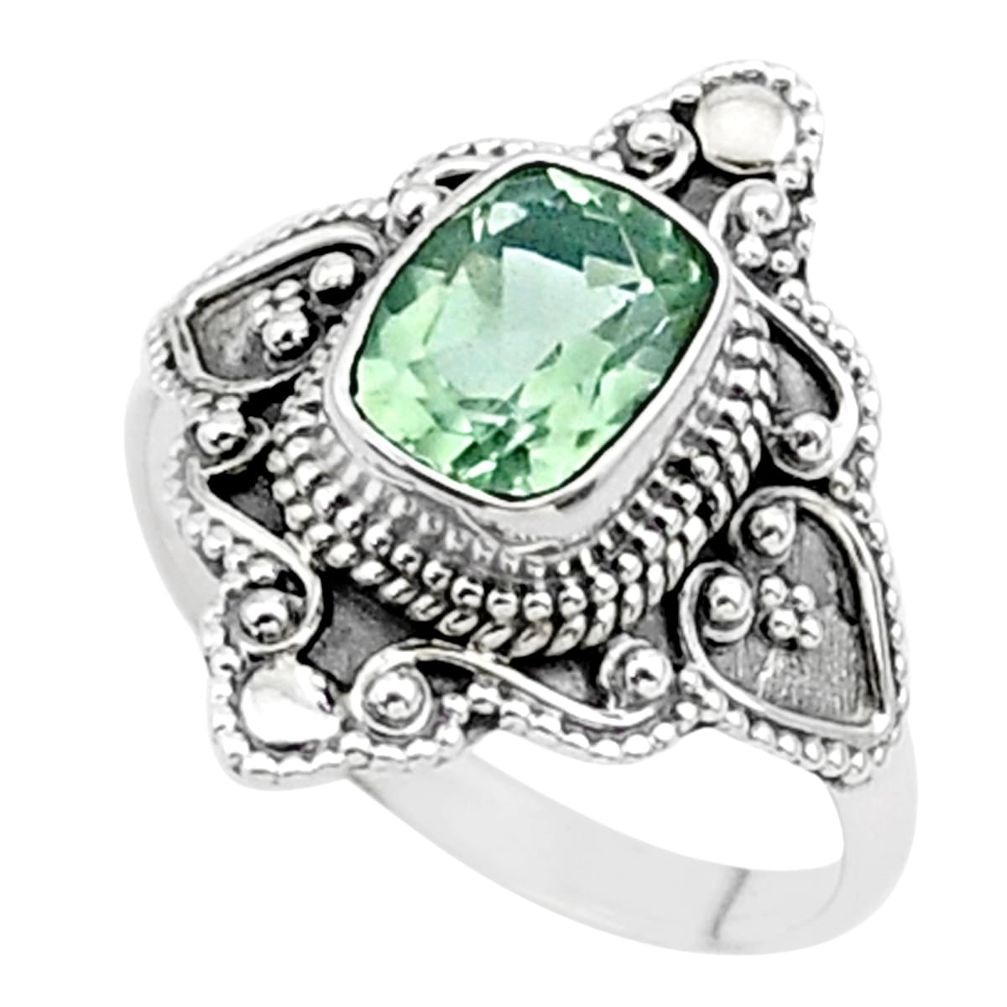 2.17cts solitaire natural green amethyst 925 sterling silver ring size 8 t27042