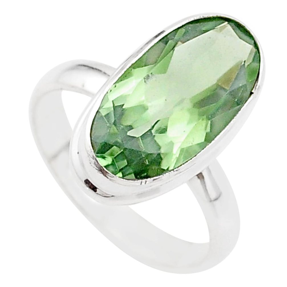 7.59cts solitaire natural green amethyst 925 sterling silver ring size 9 t61639