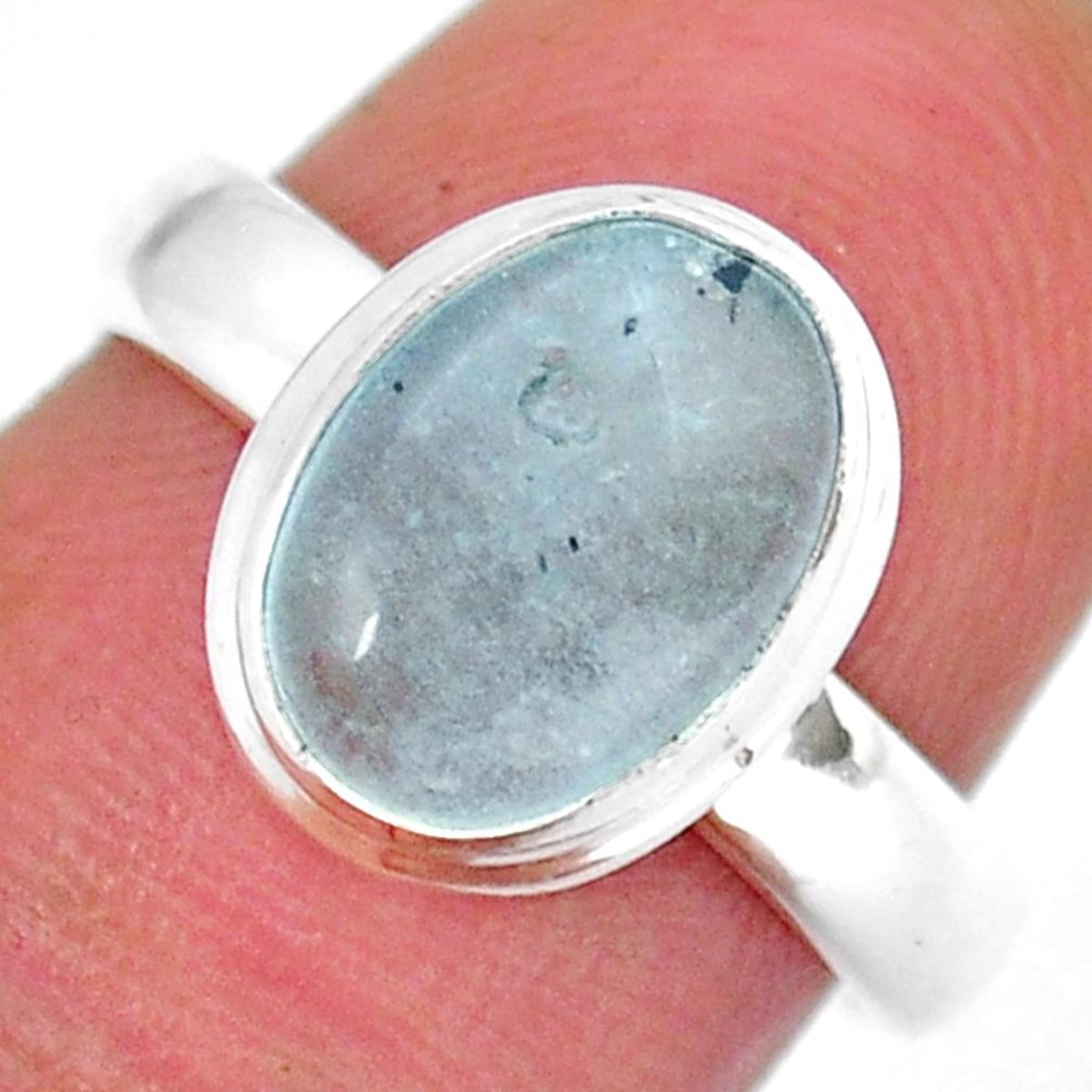 4.01cts solitaire natural green aquamarine 925 silver ring jewelry size 7 y16479
