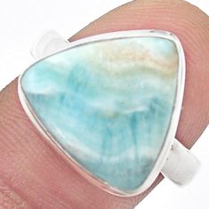 8.84cts solitaire natural green aragonite 925 silver ring size 8.5 u47366